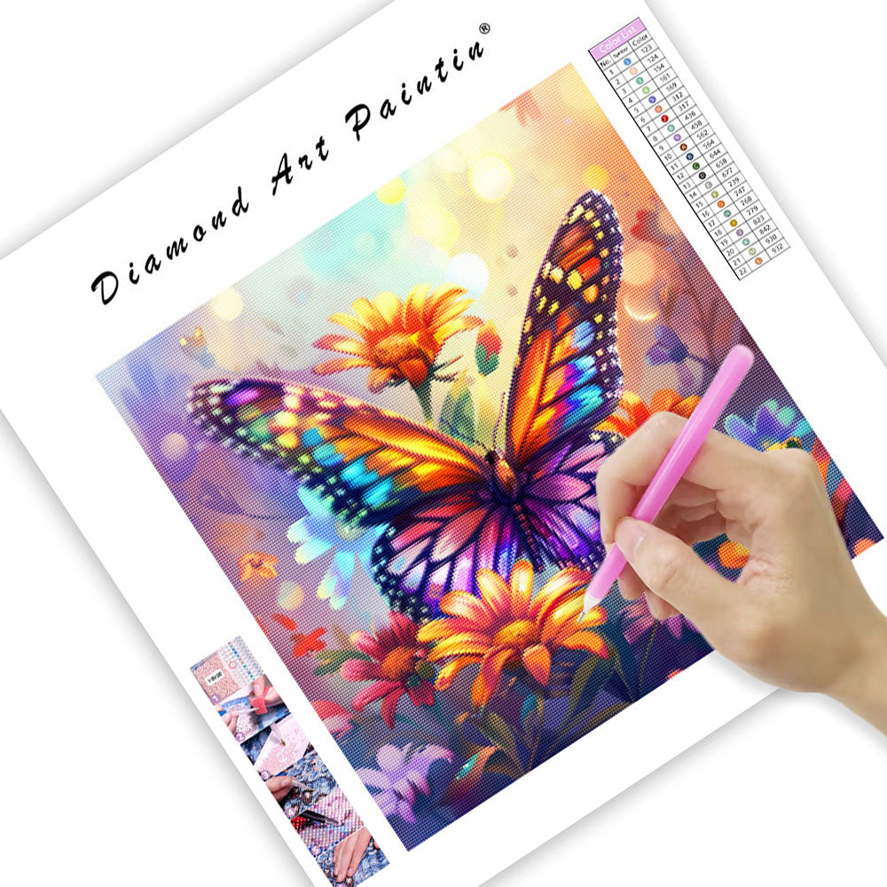 Colorful Butterfly Bloom - Diamond Painting