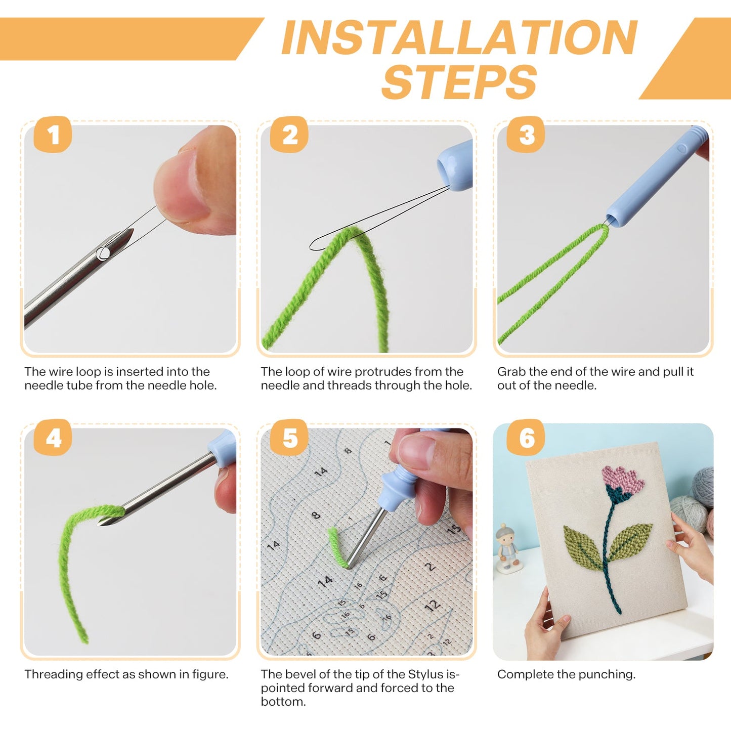 Blush Pink Blossom Stem - Punch Needle