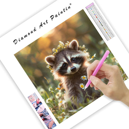 Flower Raccoon - Diamond Painting