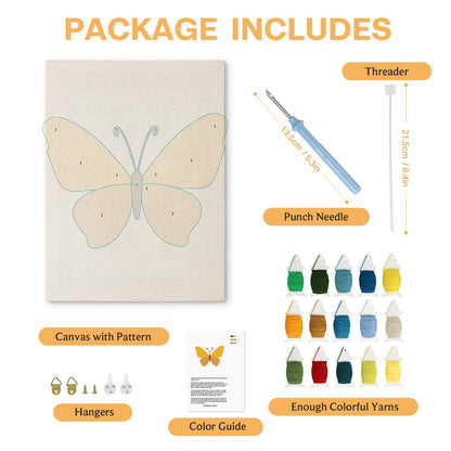 Yellow and Brown Butterfly - Punch Needle