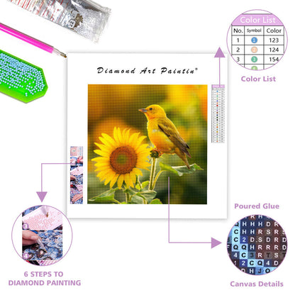 Sunflower Bird - Diamond Painting