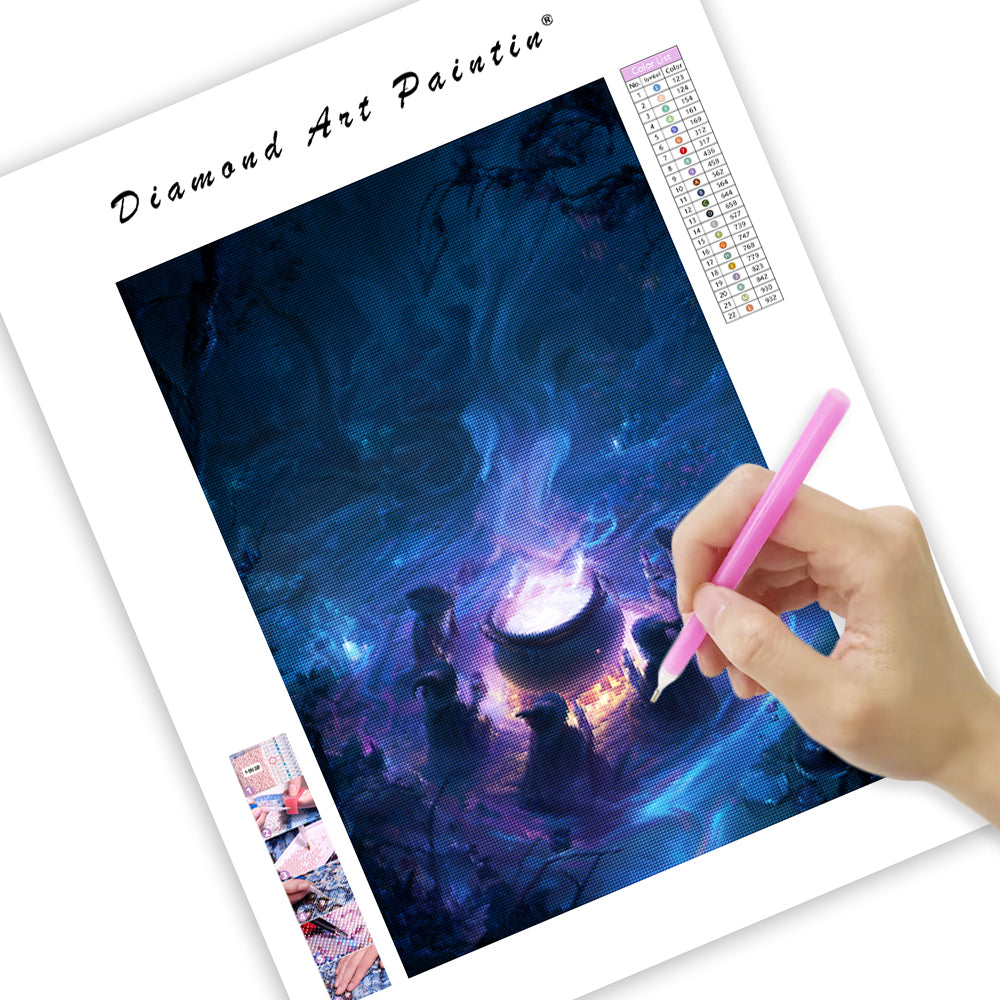 Witch’s Coven Around a Cauldron - Diamond Painting