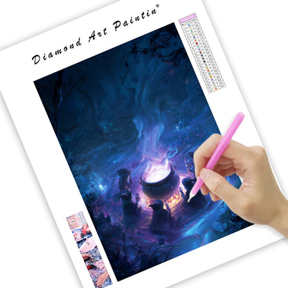 Witch’s Coven Around a Cauldron - Diamond Painting