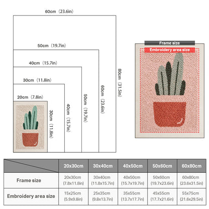 Cactus in Terracotta Pot - Punch Needle