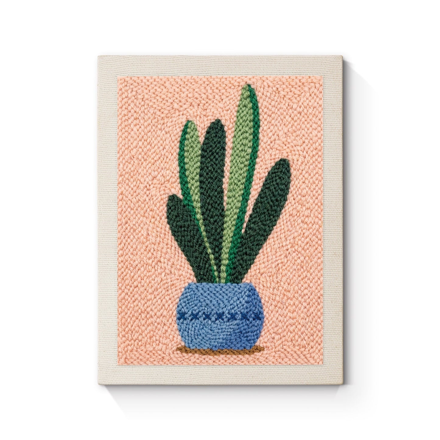 Blue Plant in Pot - Punch Needle