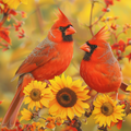Sunflower Birds - Diamond Painting