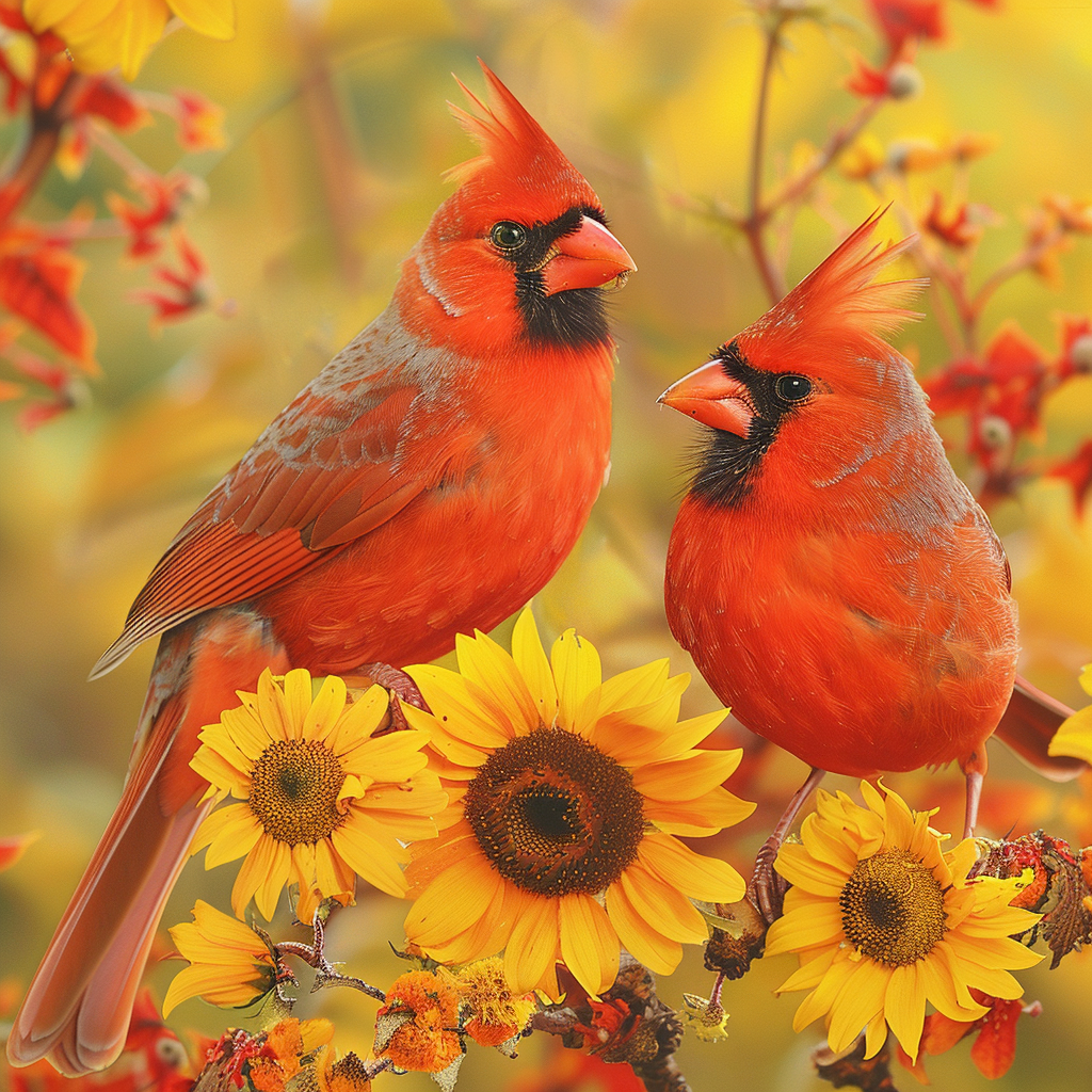 Sunflower Birds - Diamond Painting