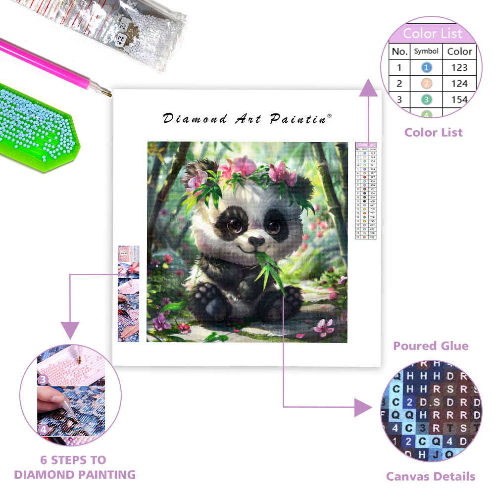 Bamboo Flower Panda - Diamond Painting