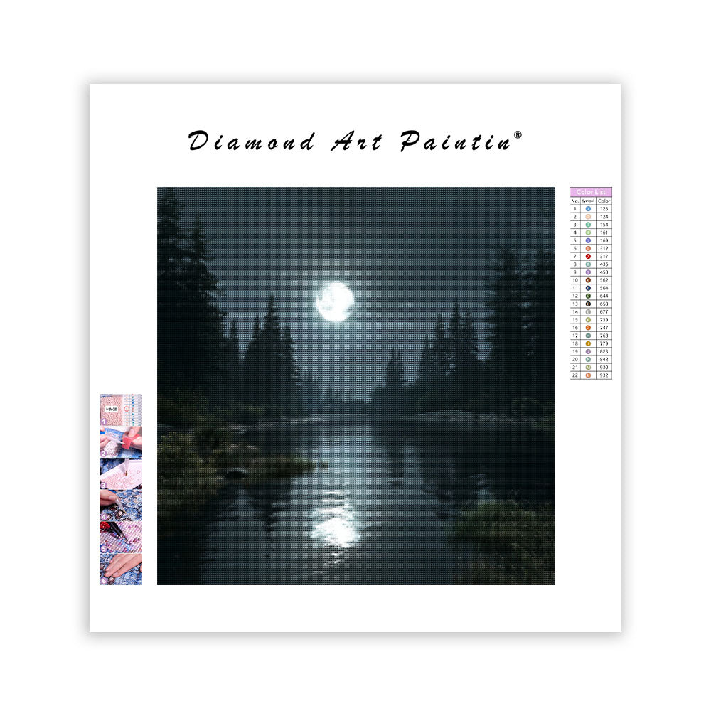 Moonlit Lake - Diamond Painting