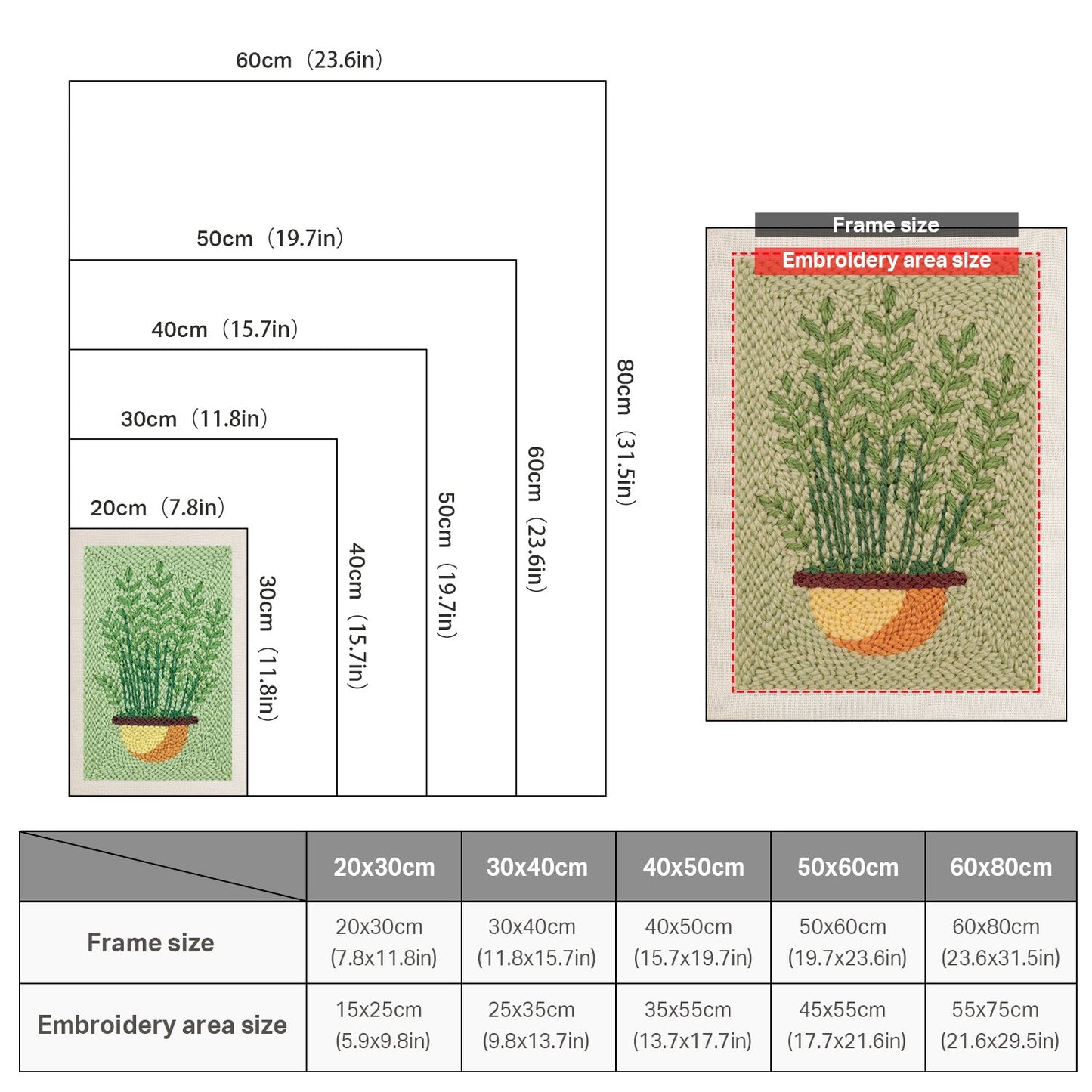Green Plant in Yellow Pot - Punch Needle