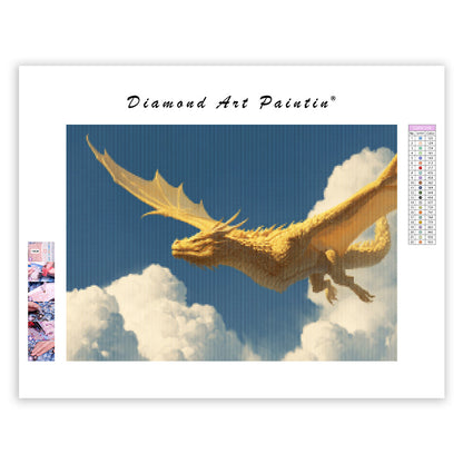 Golden Dragon Flying High - Diamond Painting