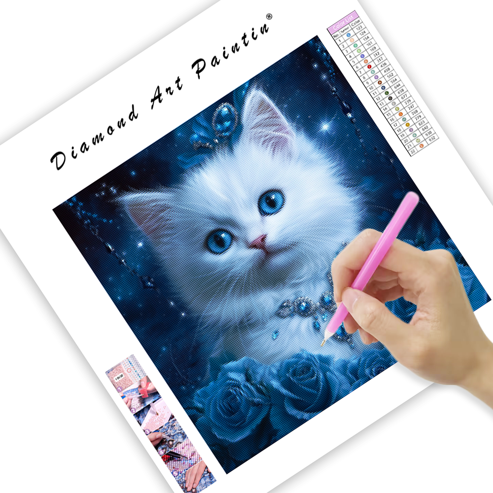 Royal Blue Kitty - Diamond Painting