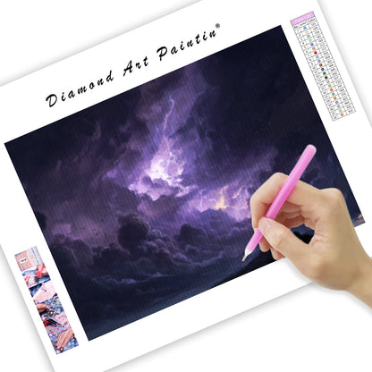 Stormy Sky Above the Wizard's Tower - Diamond Painting