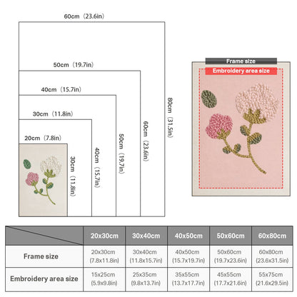 White and Pink Flowers - Punch Needle