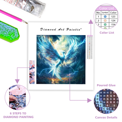 Silver Phoenix Rising - Diamond Painting
