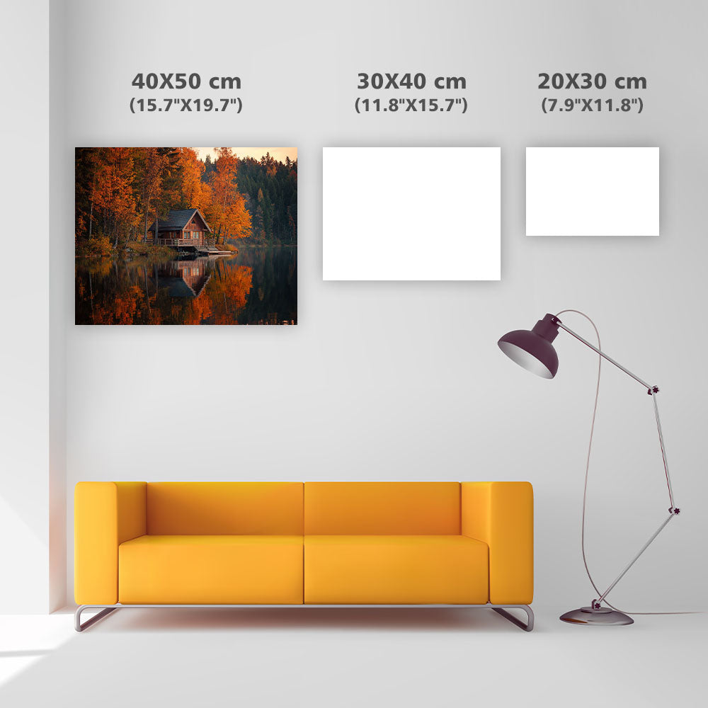 Cabin by the Autumn Lake - Diamond Painting