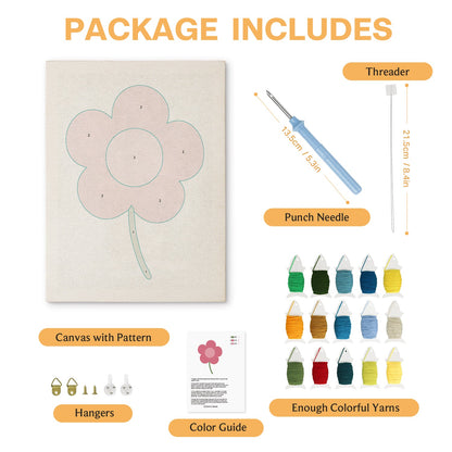 Pink Daisy Flower - Punch Needle