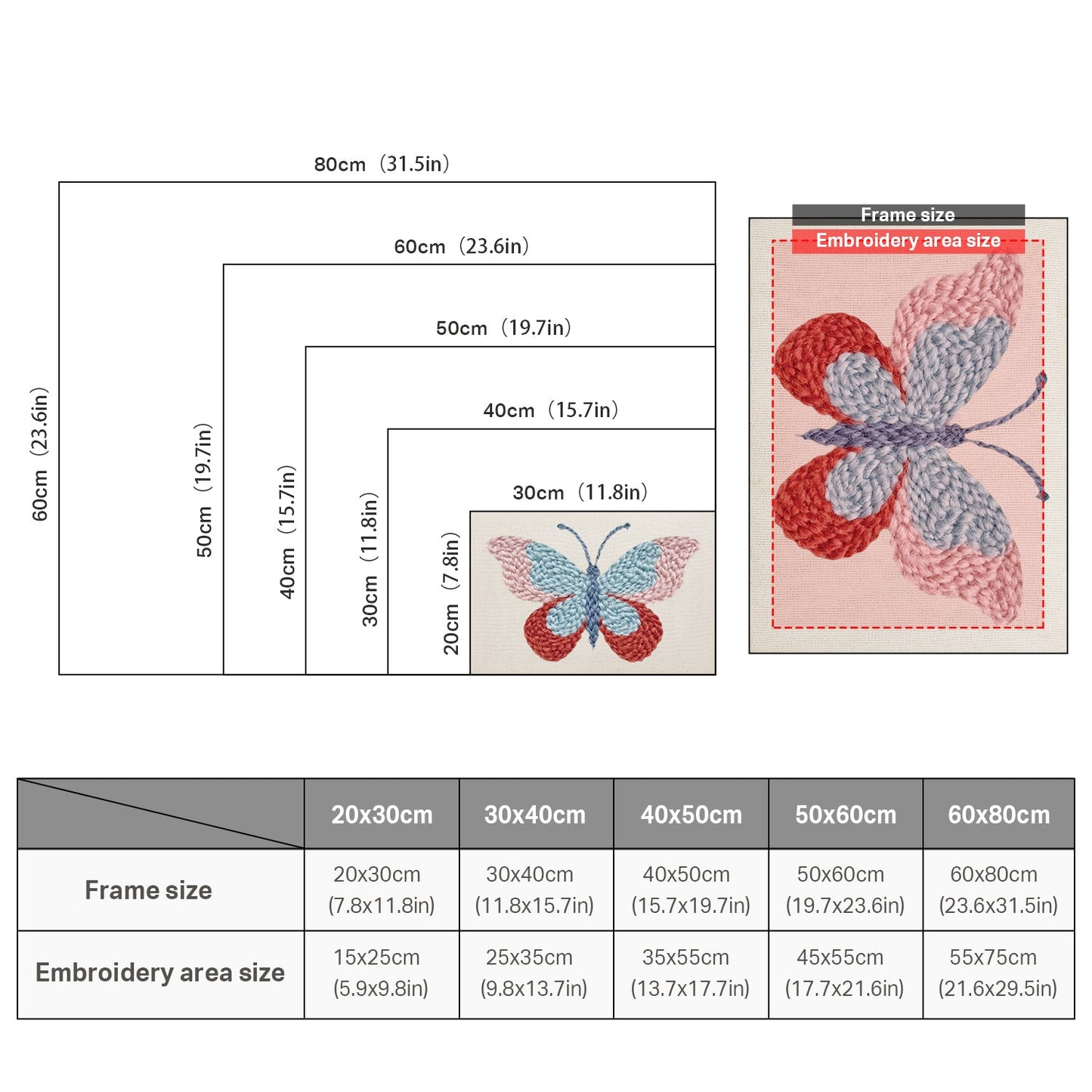 Blue & Red Butterfly - Punch Needle