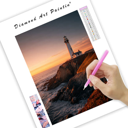 Lighthouse at Sunset - Diamond Painting