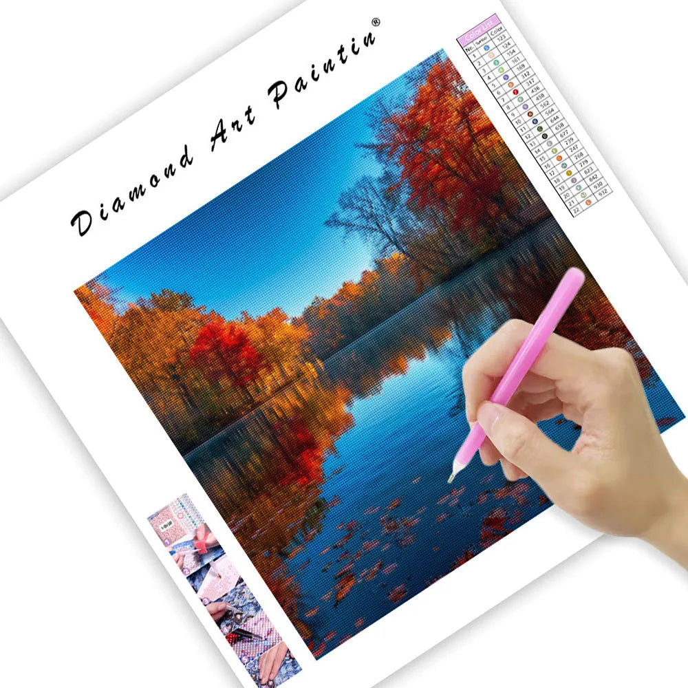 Autumn Lake Reflection - Diamond Painting