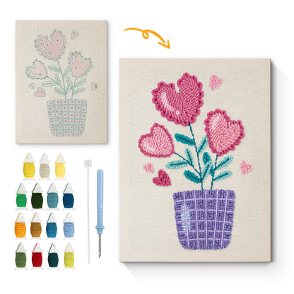 Heart-Shaped Plant - Punch Needle