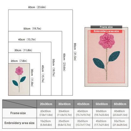 Pink Flower Stem - Punch Needle
