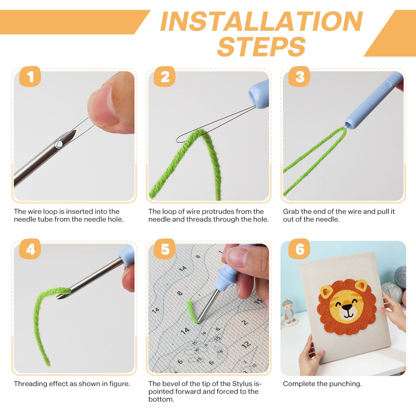 Lion's Face - Punch Needle