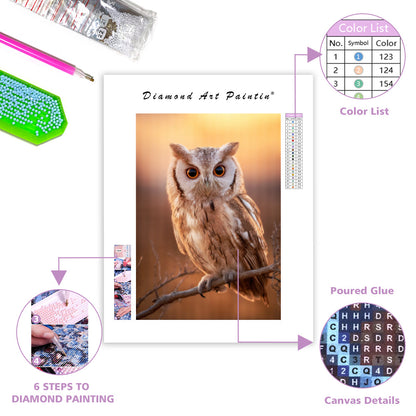 Owl Night Glow - Diamond Painting