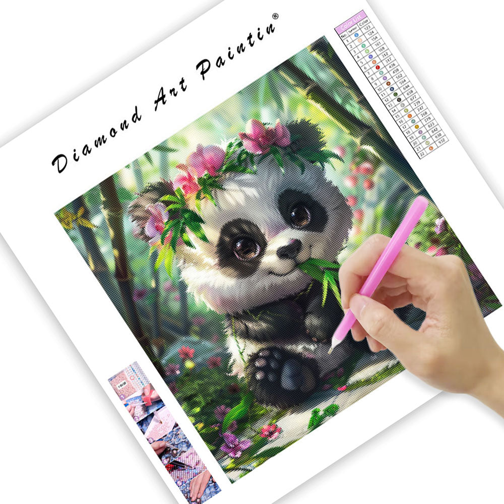 Bamboo Flower Panda - Diamond Painting