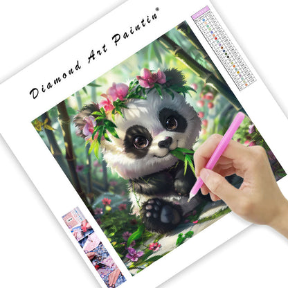 Bamboo Flower Panda - Diamond Painting