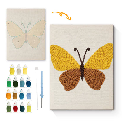 Yellow and Brown Butterfly - Punch Needle