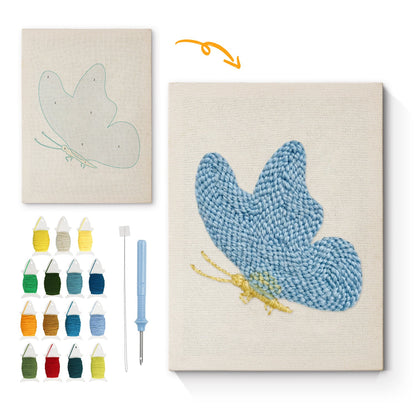 Blue Butterfly - Punch Needle