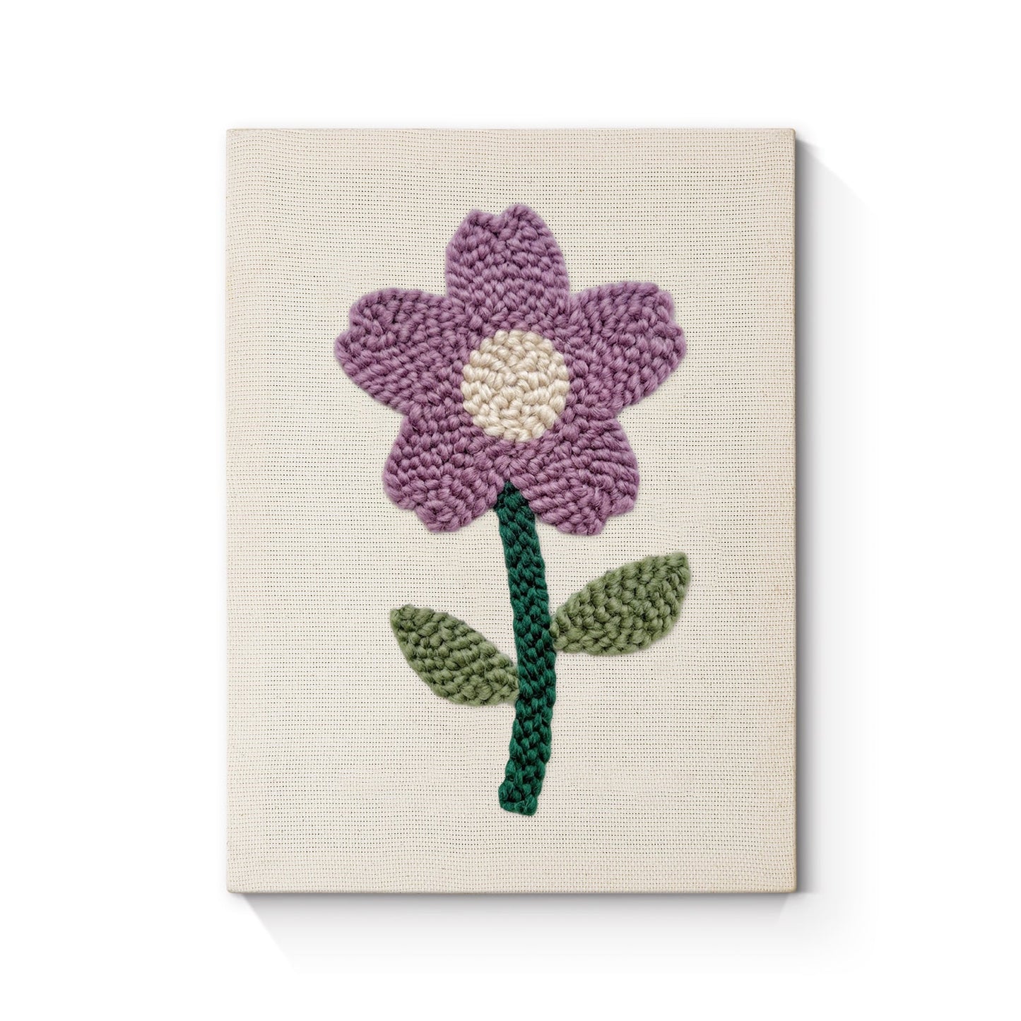 Purple Flower with Green Stem - Punch Needle