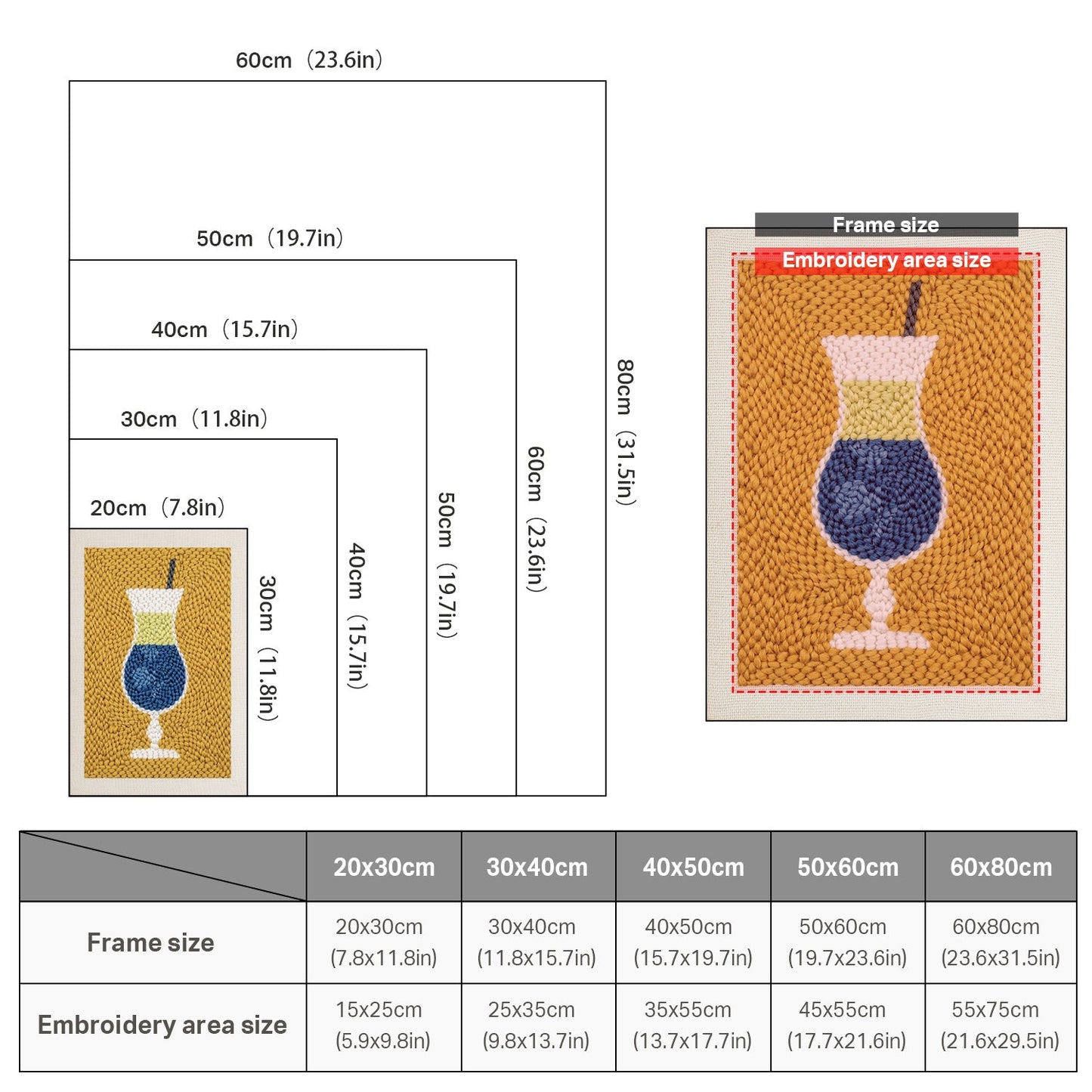 Blue Cocktail - Punch Needle