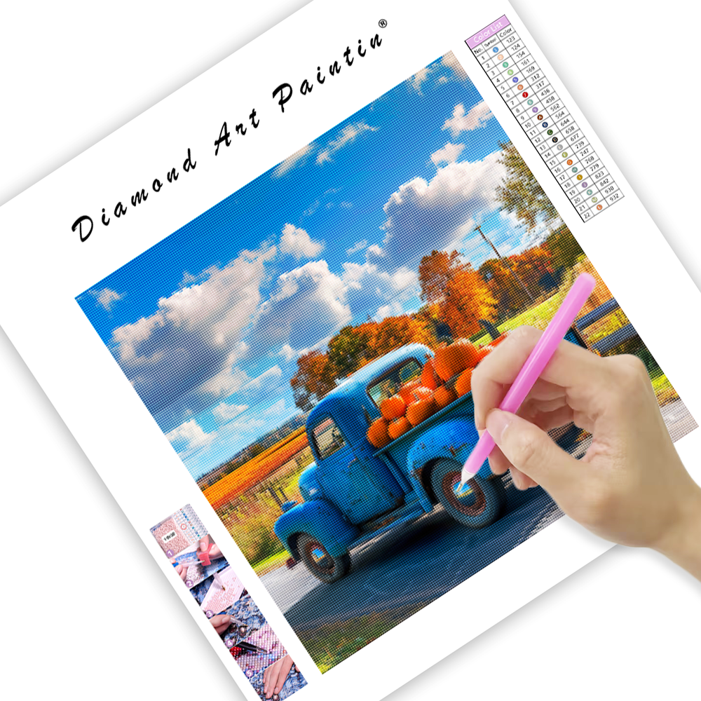 Pumpkin Truck in Fall - Diamond Painting