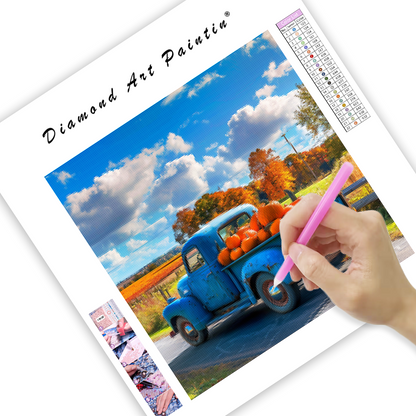 Pumpkin Truck in Fall - Diamond Painting