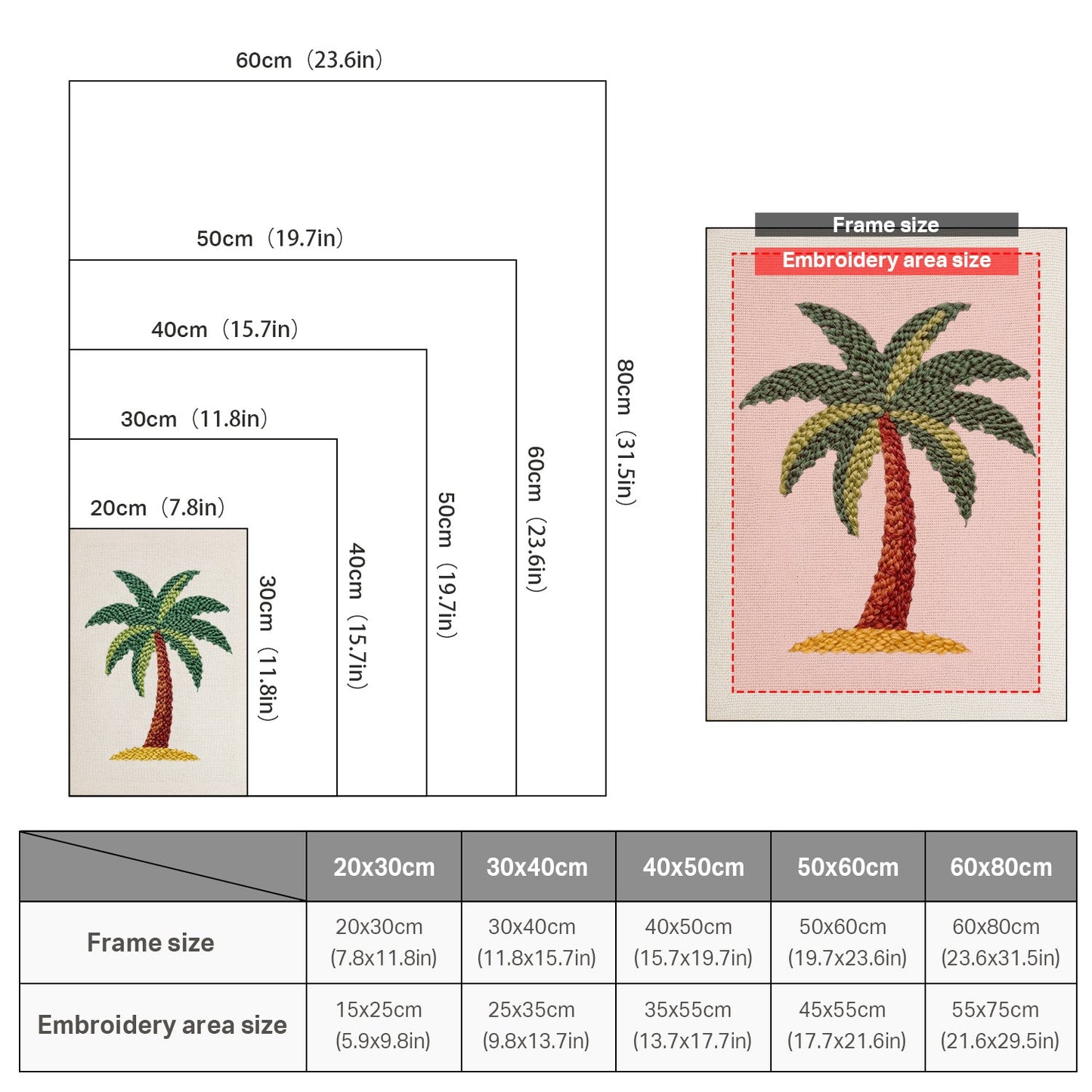 Vibrant Palm Tree - Punch Needle