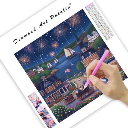 Festive Evening Illustration - Diamond Painting