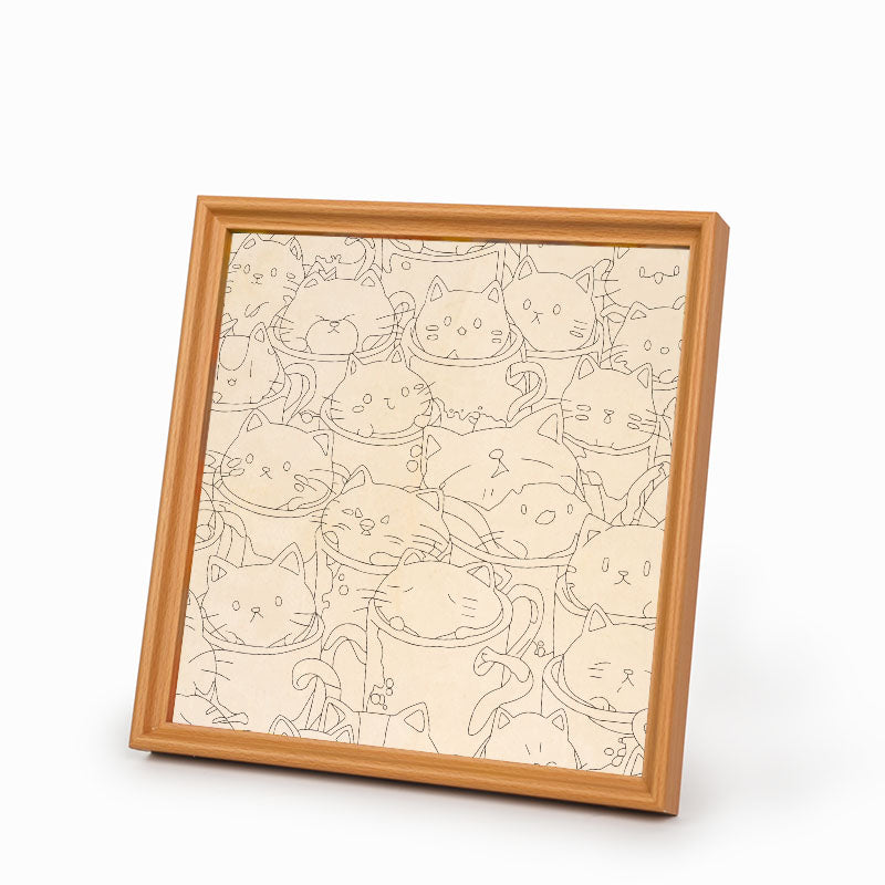 Cats in Cups - Wooden Coloring Puzzle