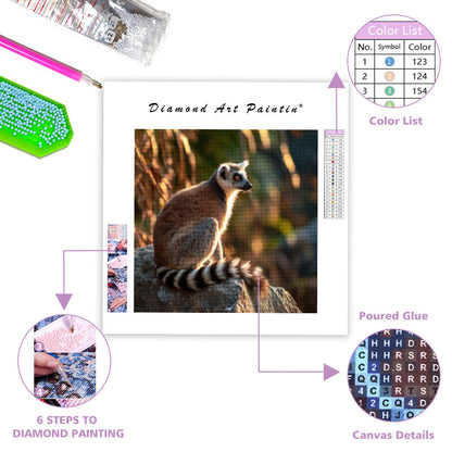 Ring-tailed Lemur Sunbathing - Diamond Painting