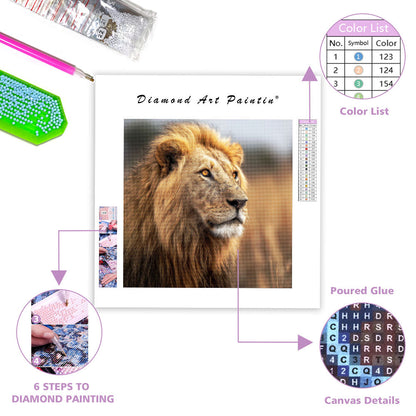 Lion's Majestic Gaze - Diamond Painting