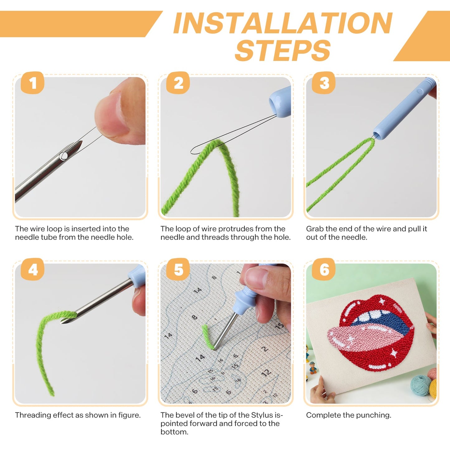 Lips and Tongue - Punch Needle