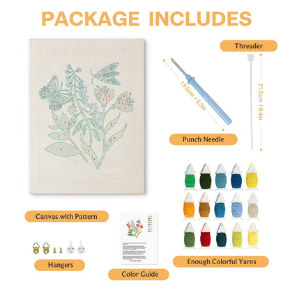 Colorful Flowers with Butterflies - Punch Needle