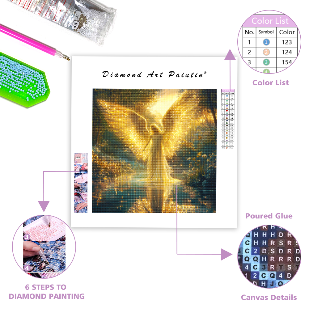 Angel by Sparkling River - Diamond Painting