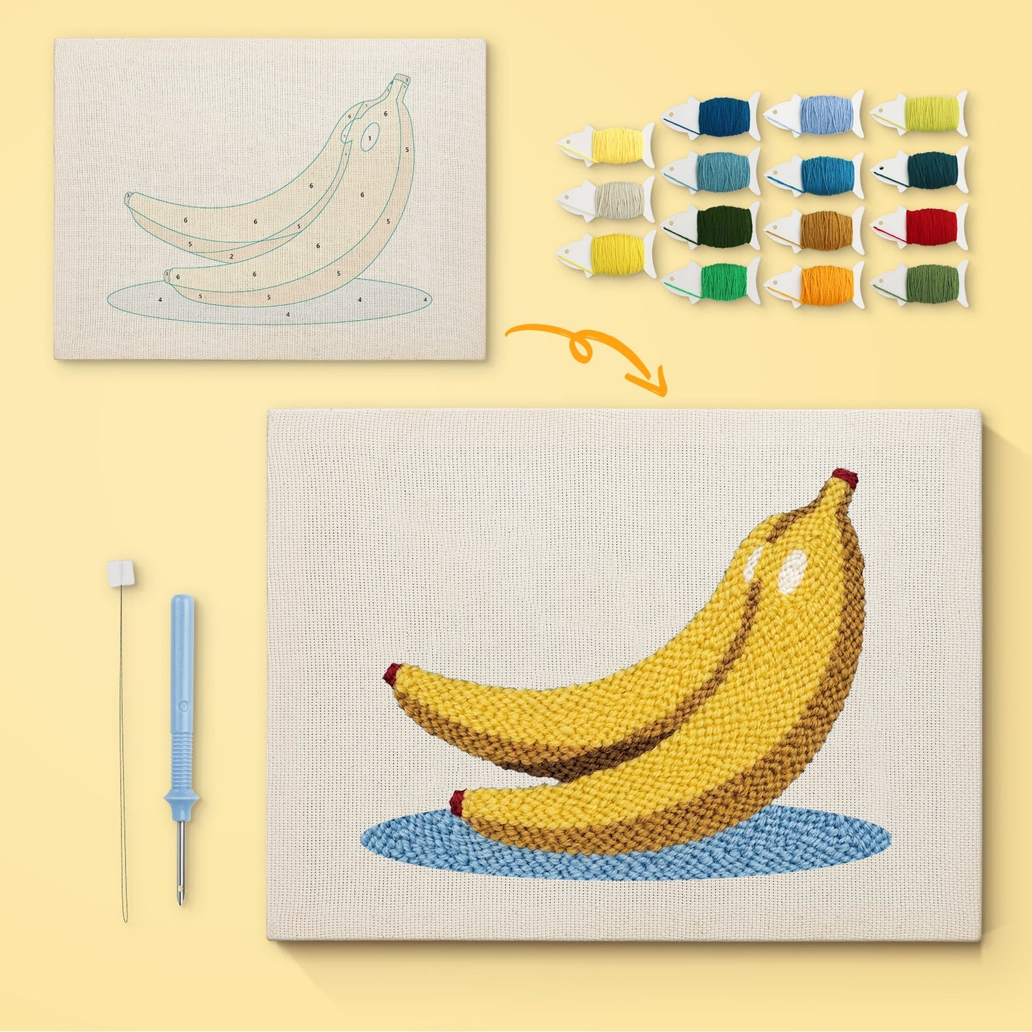 Banana Embroidery - Punch Needle